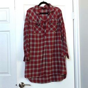 Madewell red flannel shirt dress